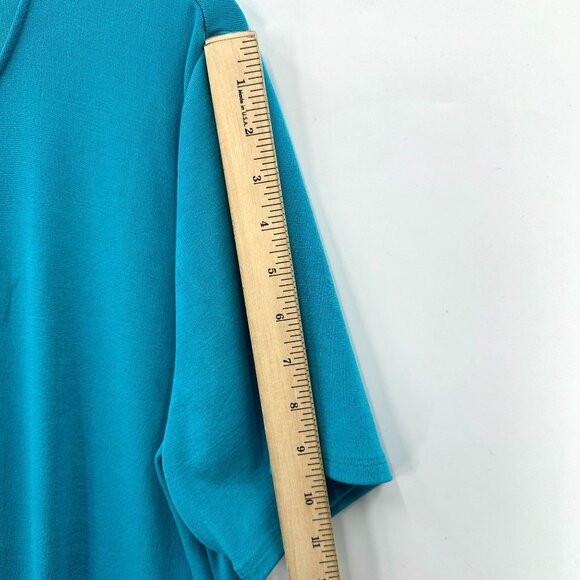 Travelers By Chicos Tunic Top Womens Short Sleeve Asymmetrical Cozumel Blue XL - Picture 7 of 10